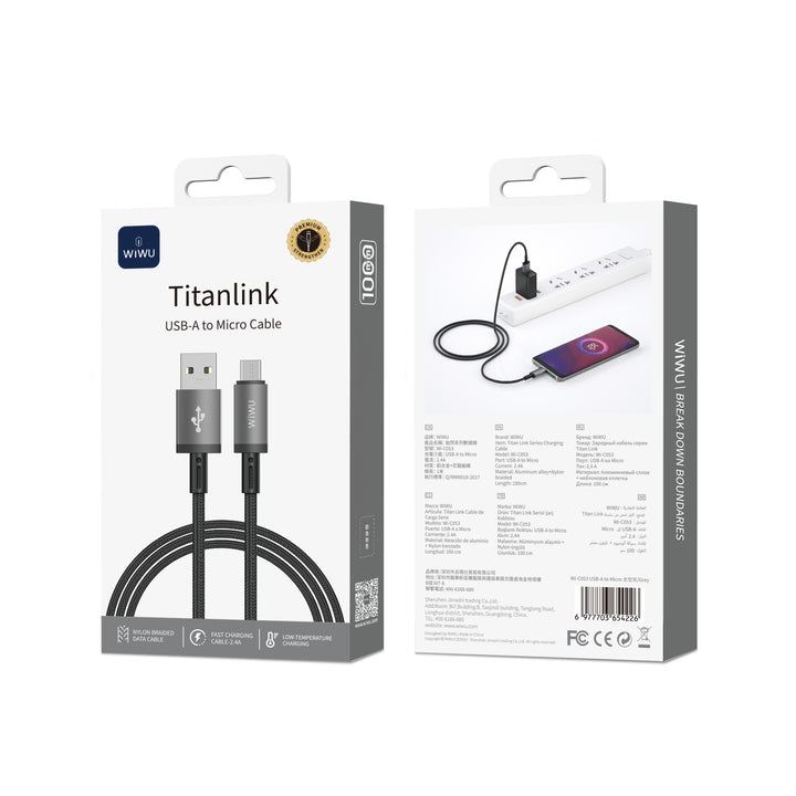 Wiwu Titanlink A to Micro Charging Cable
