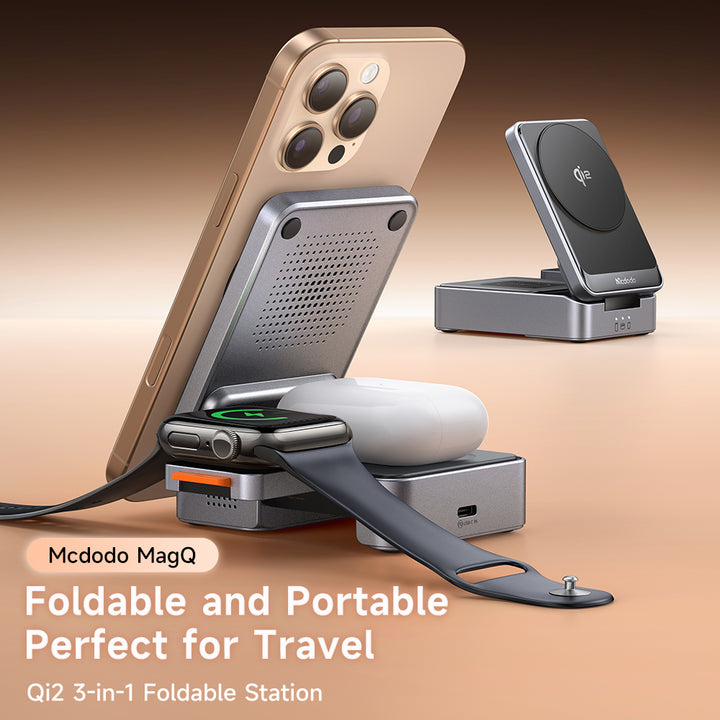 Mcdodo Qi2 Foldable 3 in 1 Magnetic Wireless Charging Station