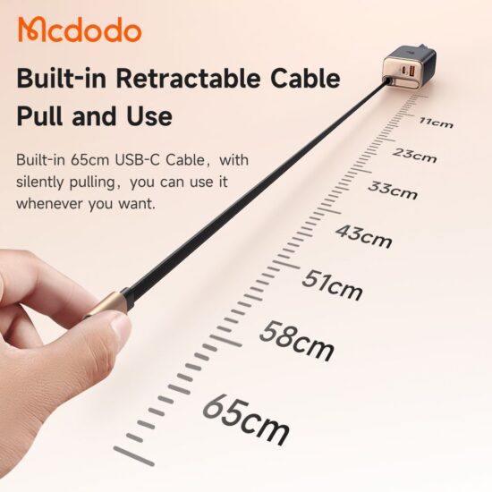 Mcdodo 40w GaN Charger With Built-in 65cm retractable Usb-C Cable