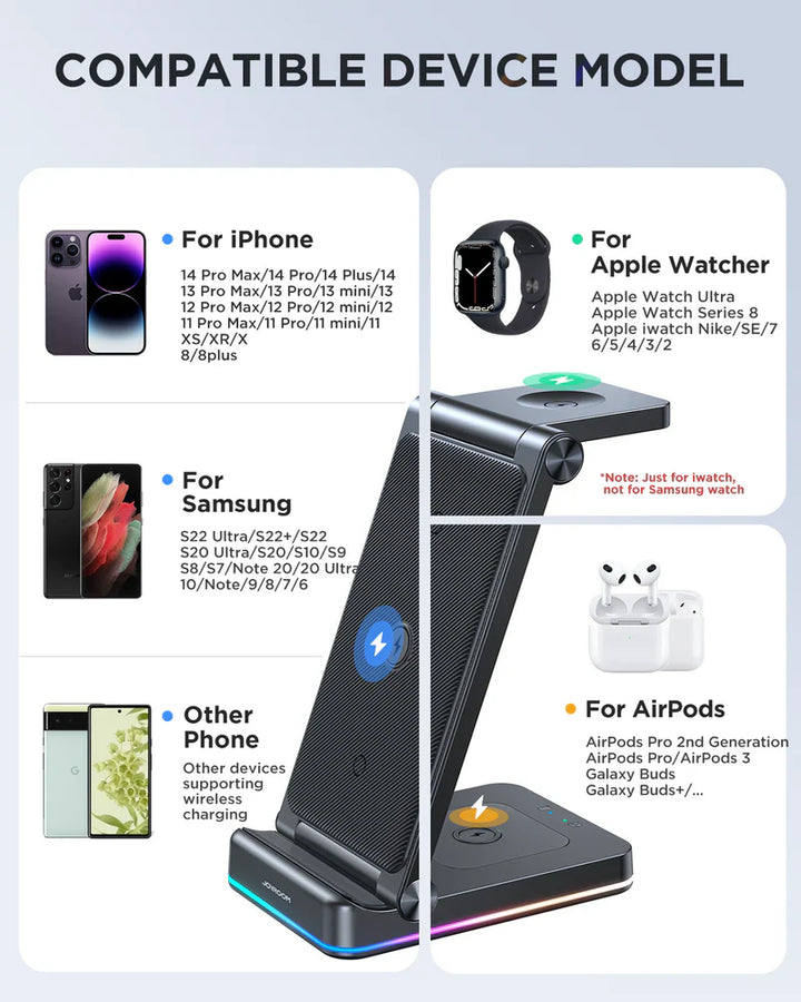 Joyroom 3-in-1
Foldable Wireless Charging Station