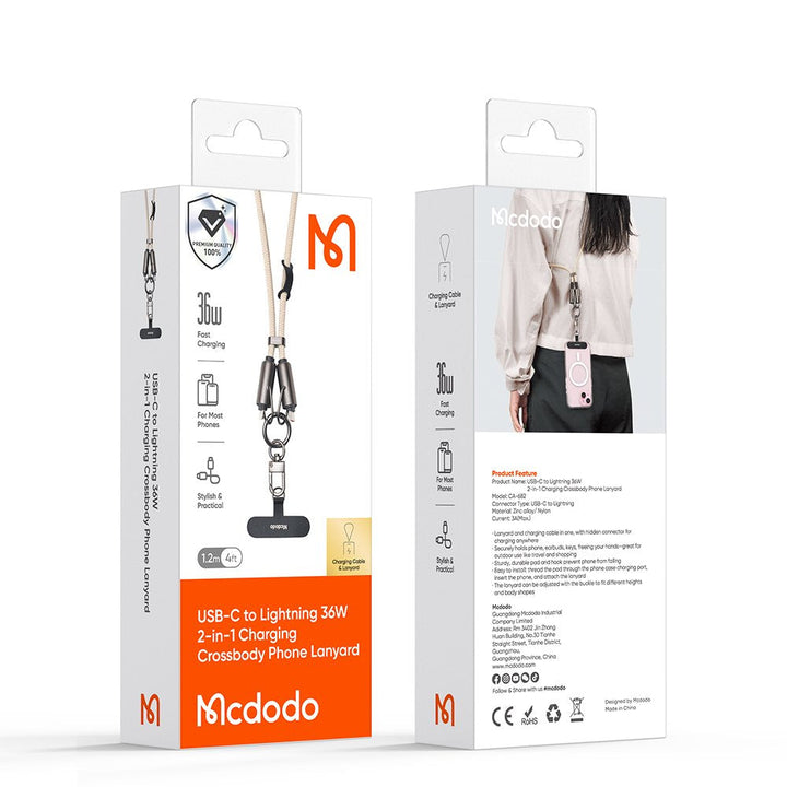 Mcdodo 2 in 1 Usb-C to Lightning Charging Crossbody Phone Lanyard