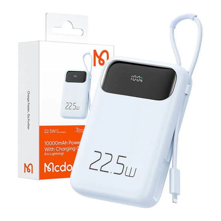 Mcdodo 22.5W 10K  Power Bank With Built-in Lightning Cable