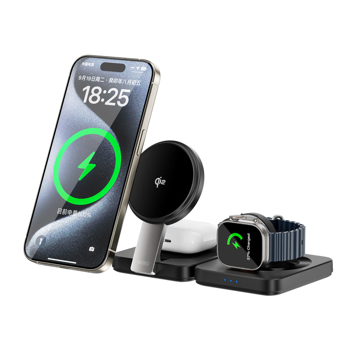 Wiwu Q12 3-in-1 Folding Wireless Charger