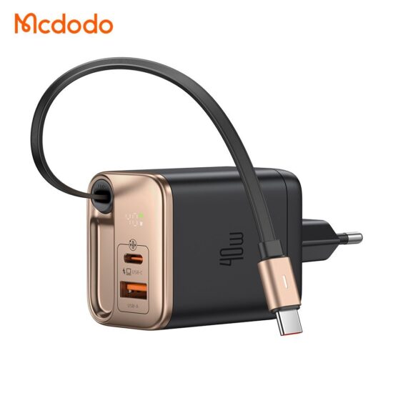 Mcdodo 40w GaN Charger With Built-in 65cm retractable Usb-C Cable