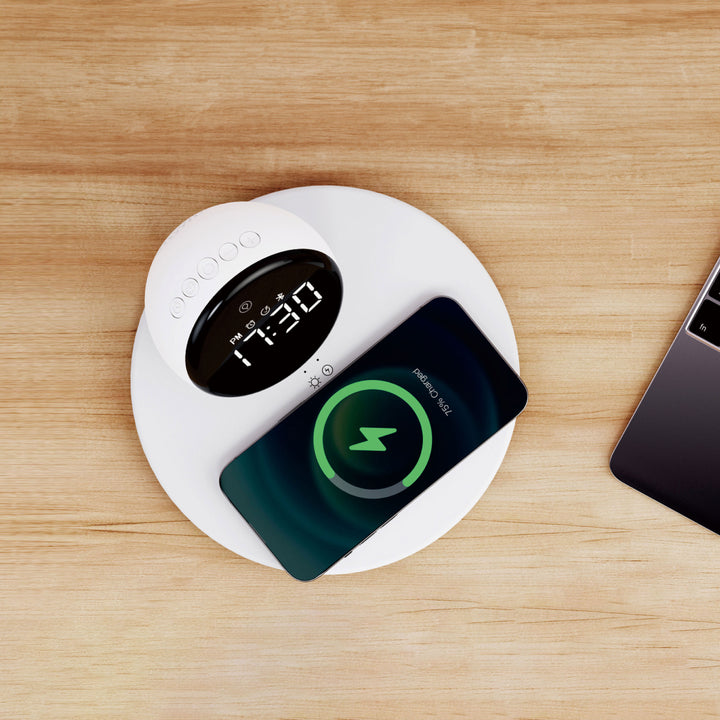 Wiwu Wireless Charger with Clock & Bluetooth Speaker