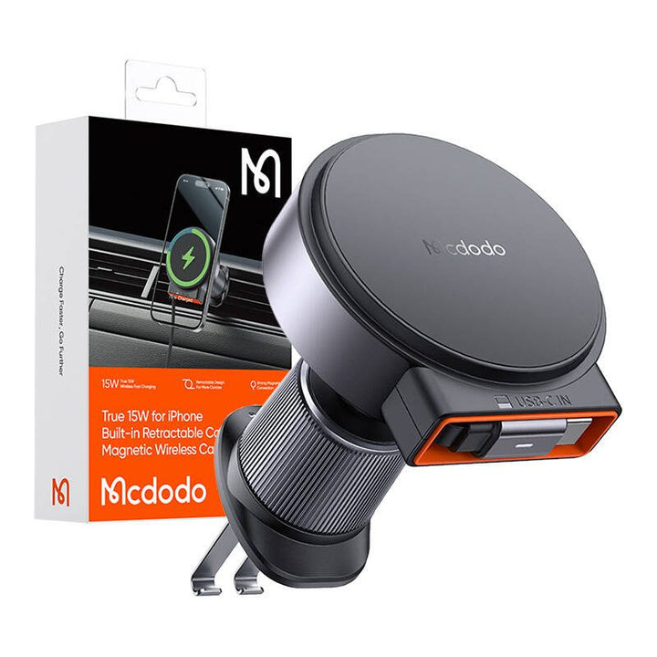 Mcdodo 15W Magnetic Wireless Car Charger With Retractable Cable