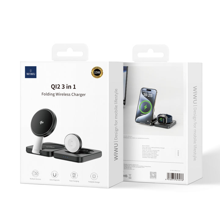 Wiwu Q12 3-in-1 Folding Wireless Charger