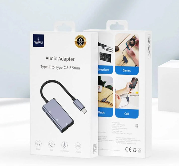 Wiwu Type-C to Dual Type-C + 3.5mm Adapter LT02 Pro