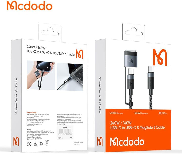 Mcdodo 2 in 1 Usb-C to Usb-C + Magsafe 3 Cable