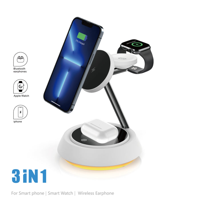 Wiwu 3-in-1 Wireless Charger with Ambient Light