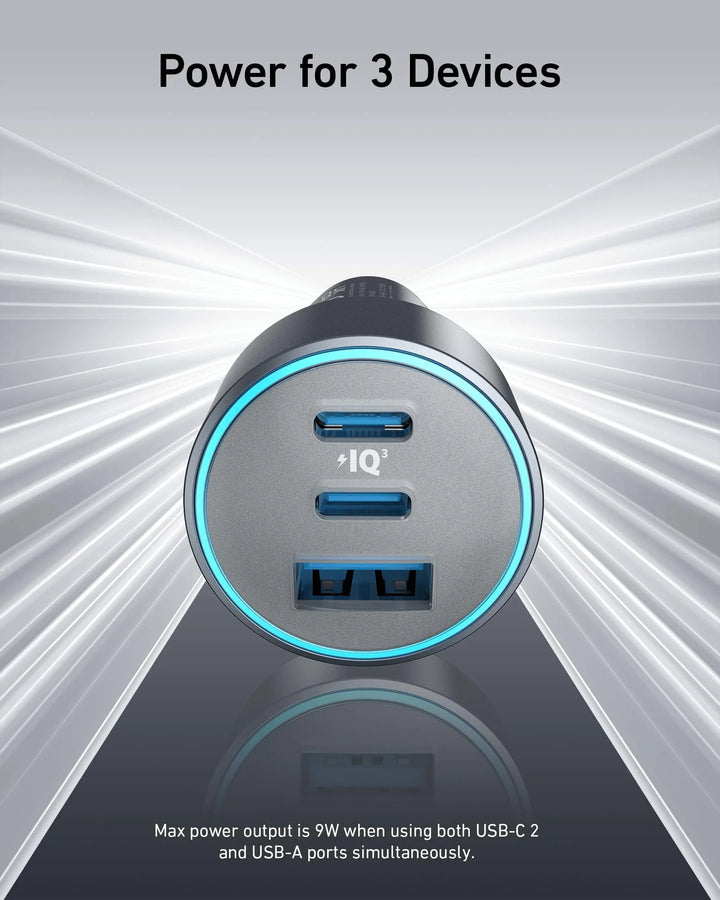 Anker Car Charger 67W (3 Ports) With Usb C Cable