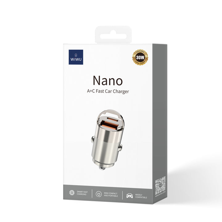 Wiwu Nano 30W Car Charger - Type A + Type C