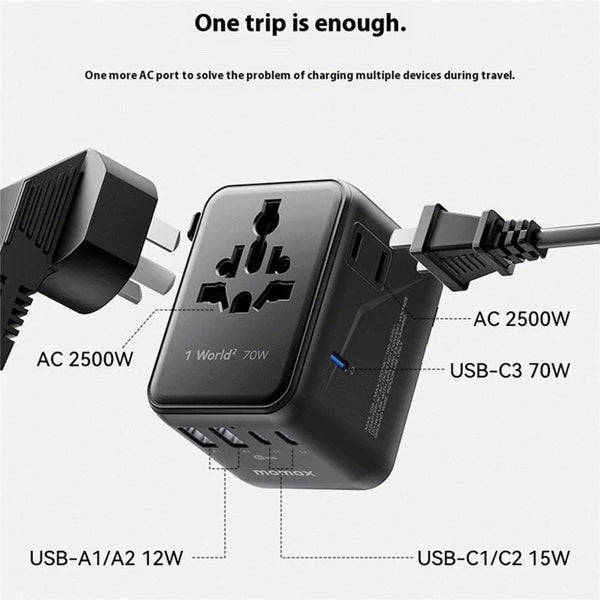 Momax 5-Ports Dual Travel AC Travel Adapter
