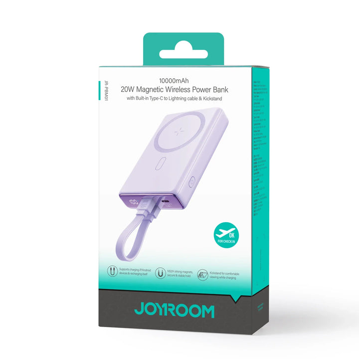 Joyroom Magnetic Wireless Power Bank with Built-in Cable & Kickstand 10K