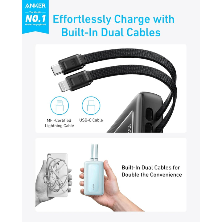 Anker Zolo PowerBank 20000Mah 30W With Built In Usb C & Lightning Cable