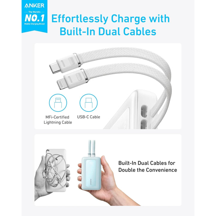 Anker Zolo PowerBank 10000Mah 30W With Built In Usb C & Lightning Cable