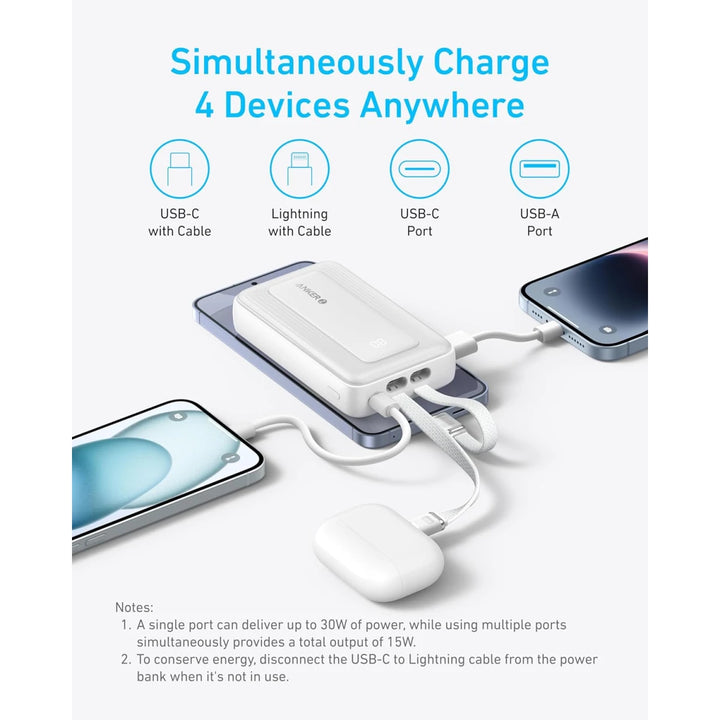 Anker Zolo PowerBank 10000Mah 30W With Built In Usb C & Lightning Cable