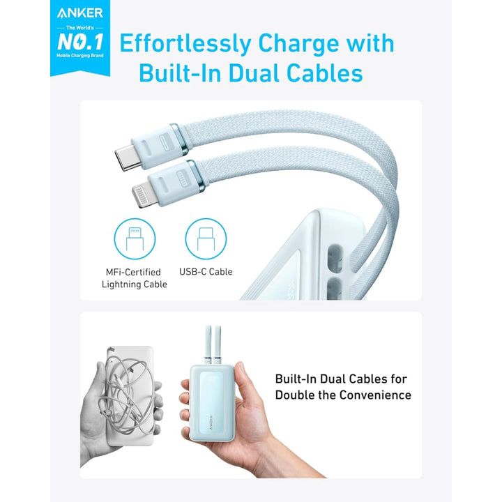 Anker Zolo PowerBank 20000Mah 30W With Built In Usb C & Lightning Cable