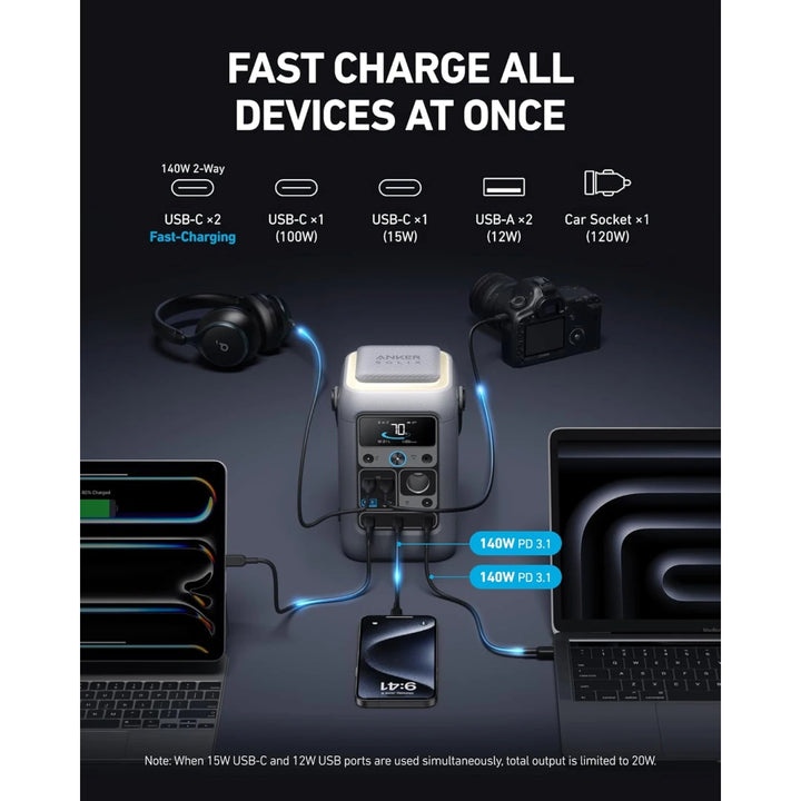 Anker SOLIX DC Power Bank Station, 300W - 90,000mAh