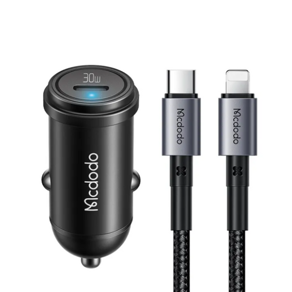 Mcdodo 30W Fast Car Charger + 36W C to L Cable For Apple Devices