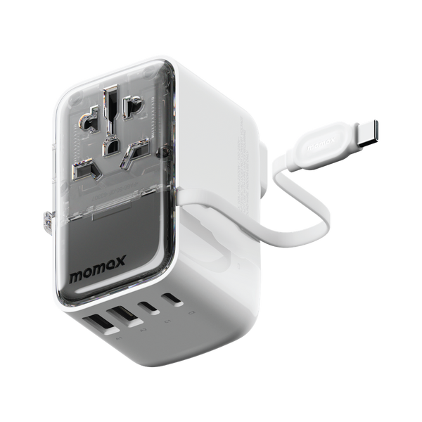 Momax 4-Ports Travel Charger Built-in Usb-C Cable 35W