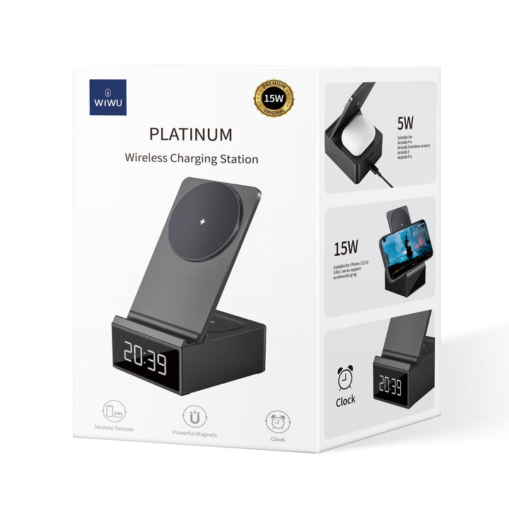 Wiwu 5-in-1 Wireless Charger with USB + Clock