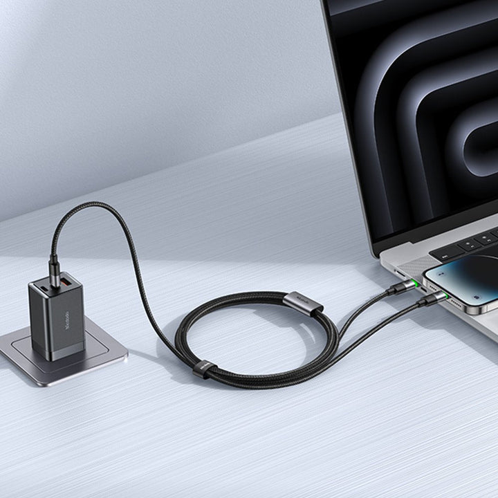 Mcdodo 2 in 1 100W Usb-C to Usb-C + Lightning Cable with LED