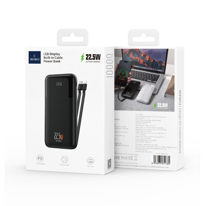 Wiwu LED Display Cable Power Bank 10,000mAh