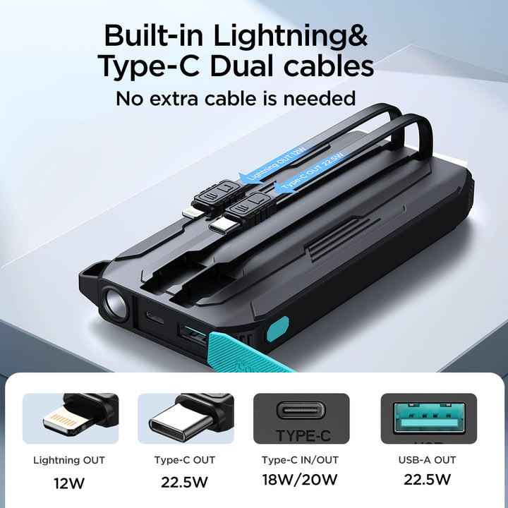 Joyroom Power Bank with Dual Cables 10K