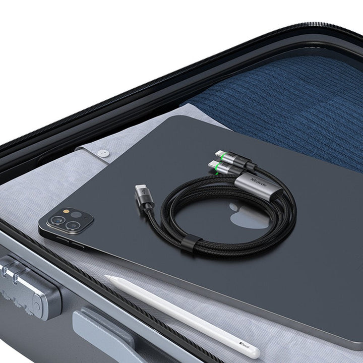 Mcdodo 2 in 1 100W Usb-C to Usb-C + Lightning Cable with LED