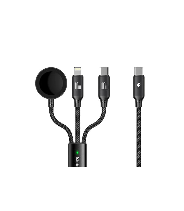 Mcdodo 3 in 1 Usb-C to Type-C and Lightning + Wireless Charger for Apple Watch